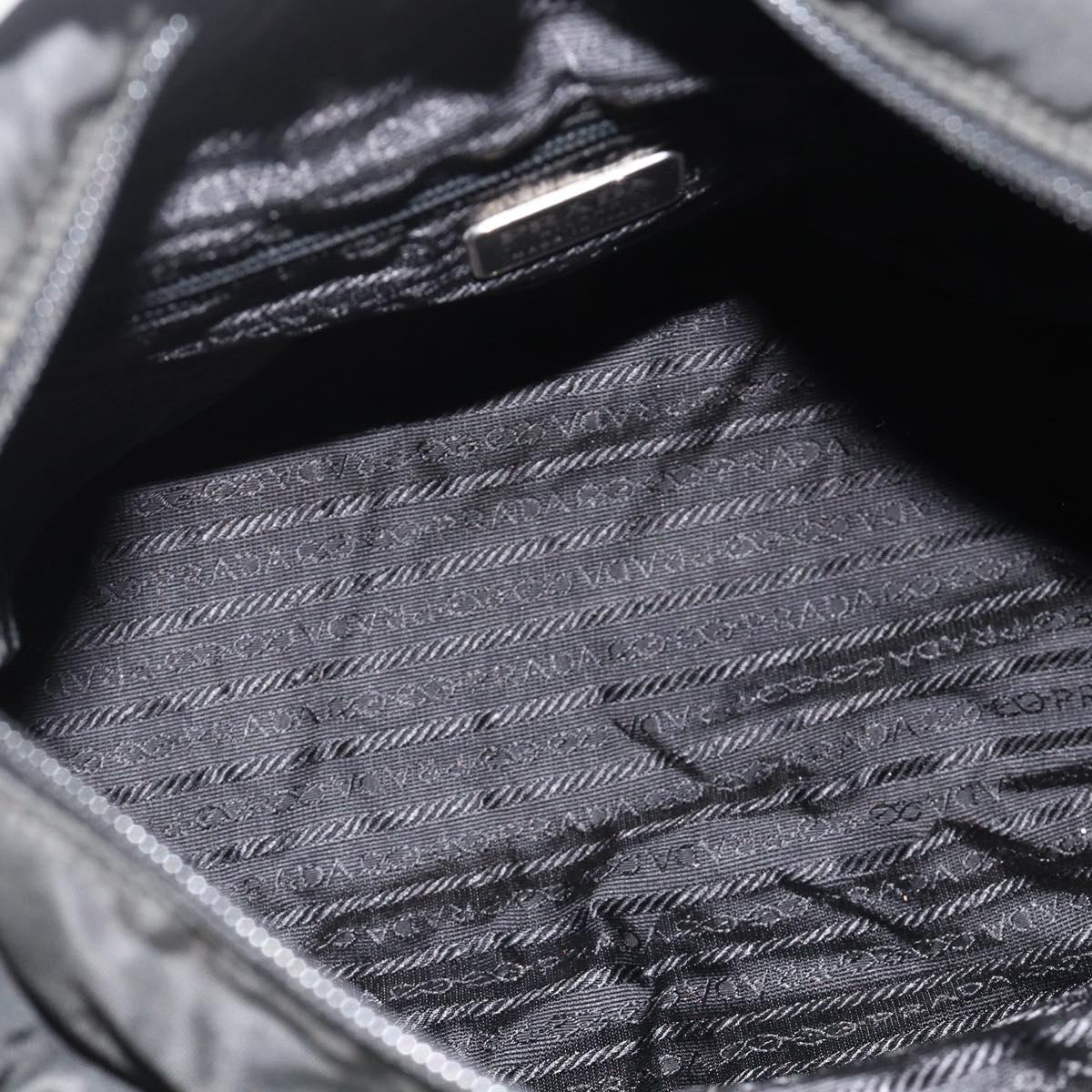 PRADA Tote Bag Nylon Black Silver Auth bs34741