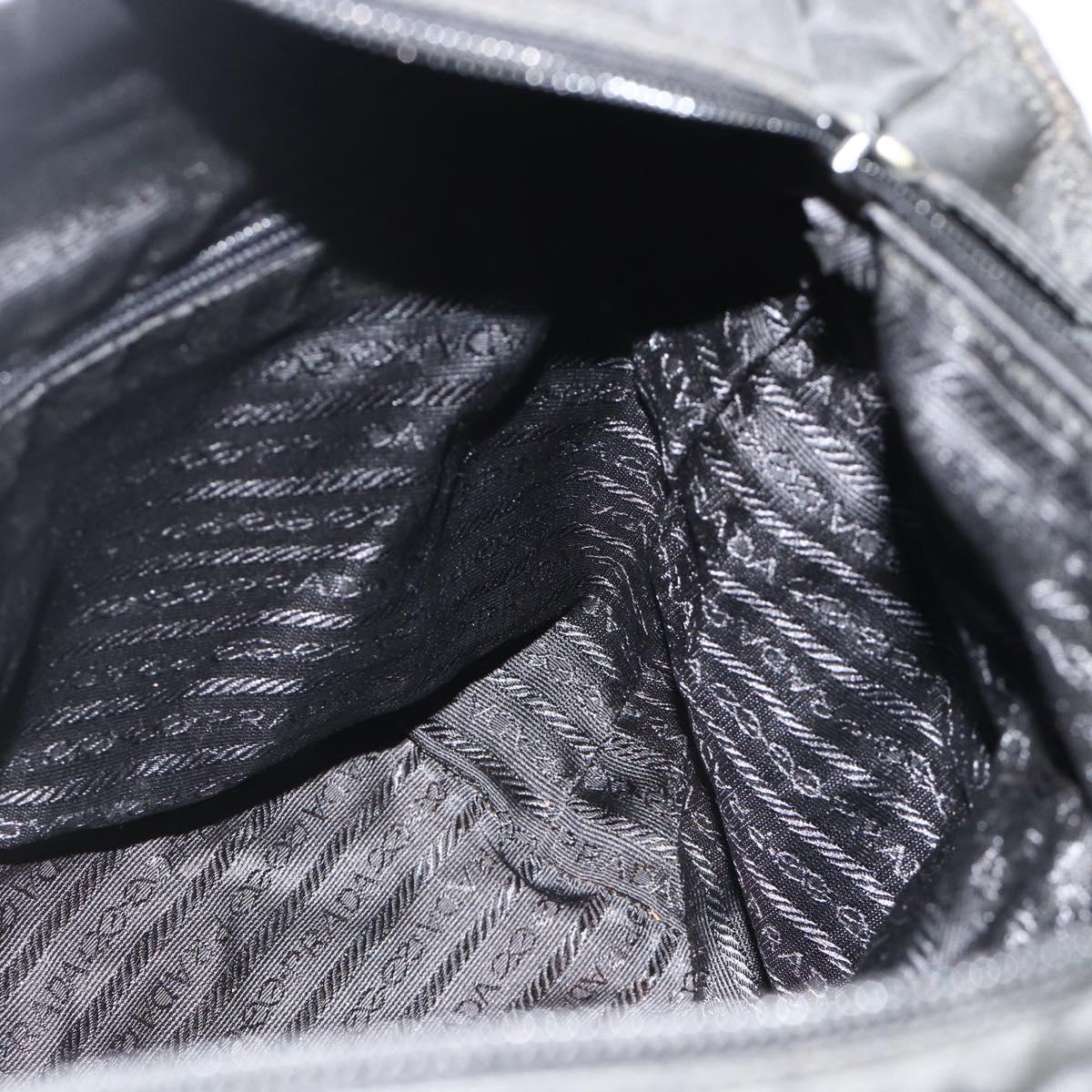 PRADA Tote Bag Nylon Black Silver Auth bs34741