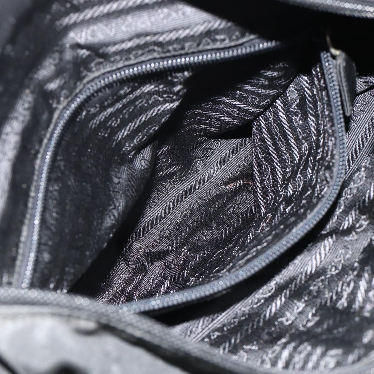 PRADA Tote Bag Nylon Black Silver Auth bs34741