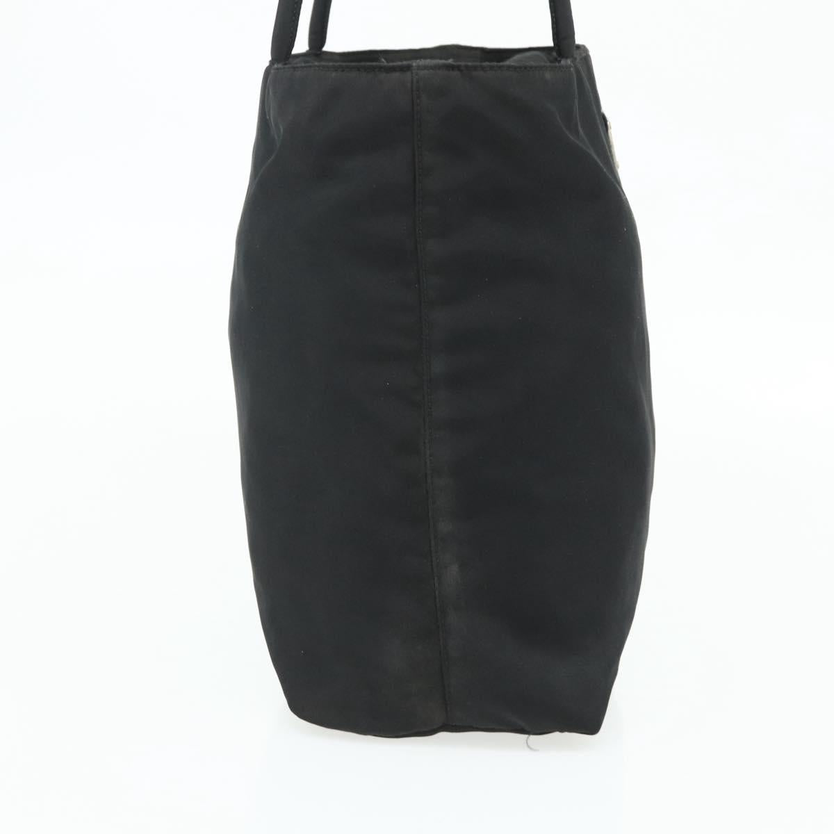 PRADA Tote Bag Nylon Black Silver Auth bs34741