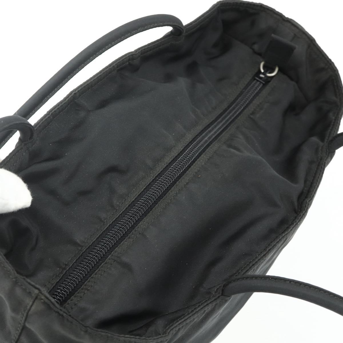 PRADA Tote Bag Nylon Black Silver Auth bs34741