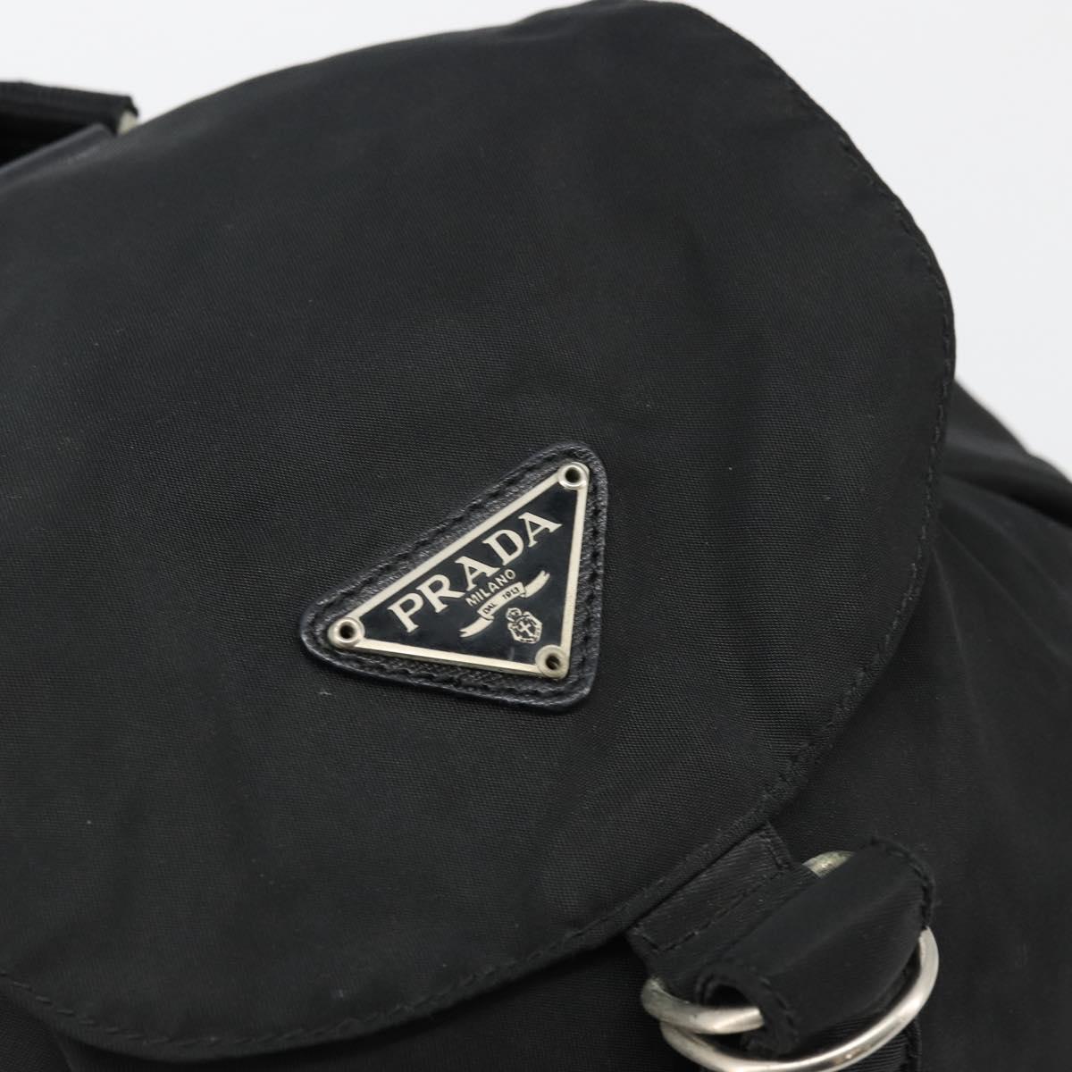 PRADA Backpack Nylon Silver Black Auth bs34742