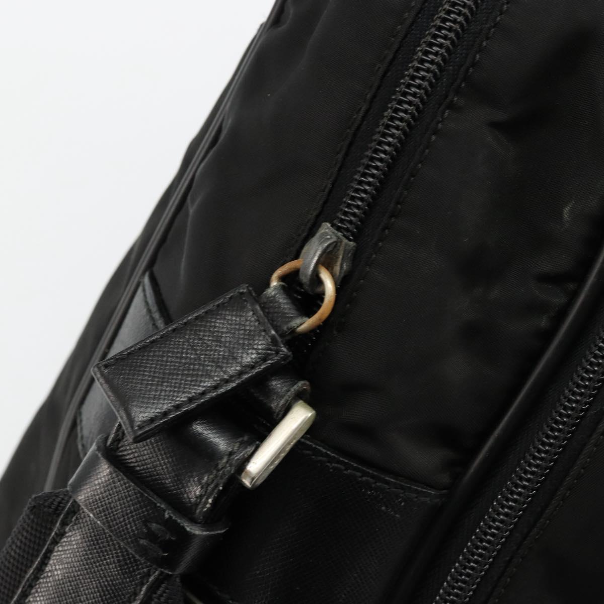 PRADA Hand Bag Nylon 2way Black Silver Auth bs34745