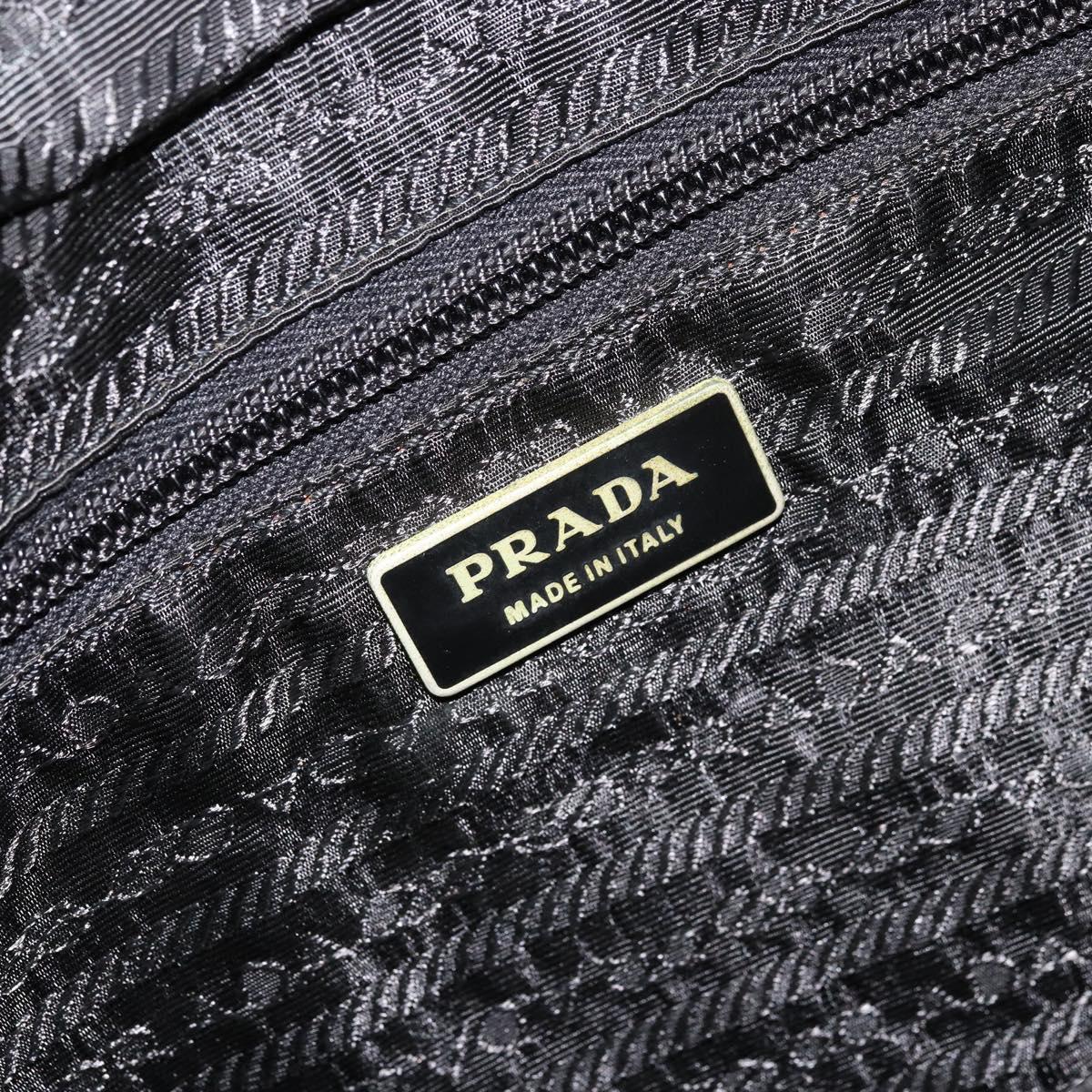 PRADA Hand Bag Nylon 2way Black Silver Auth bs34745