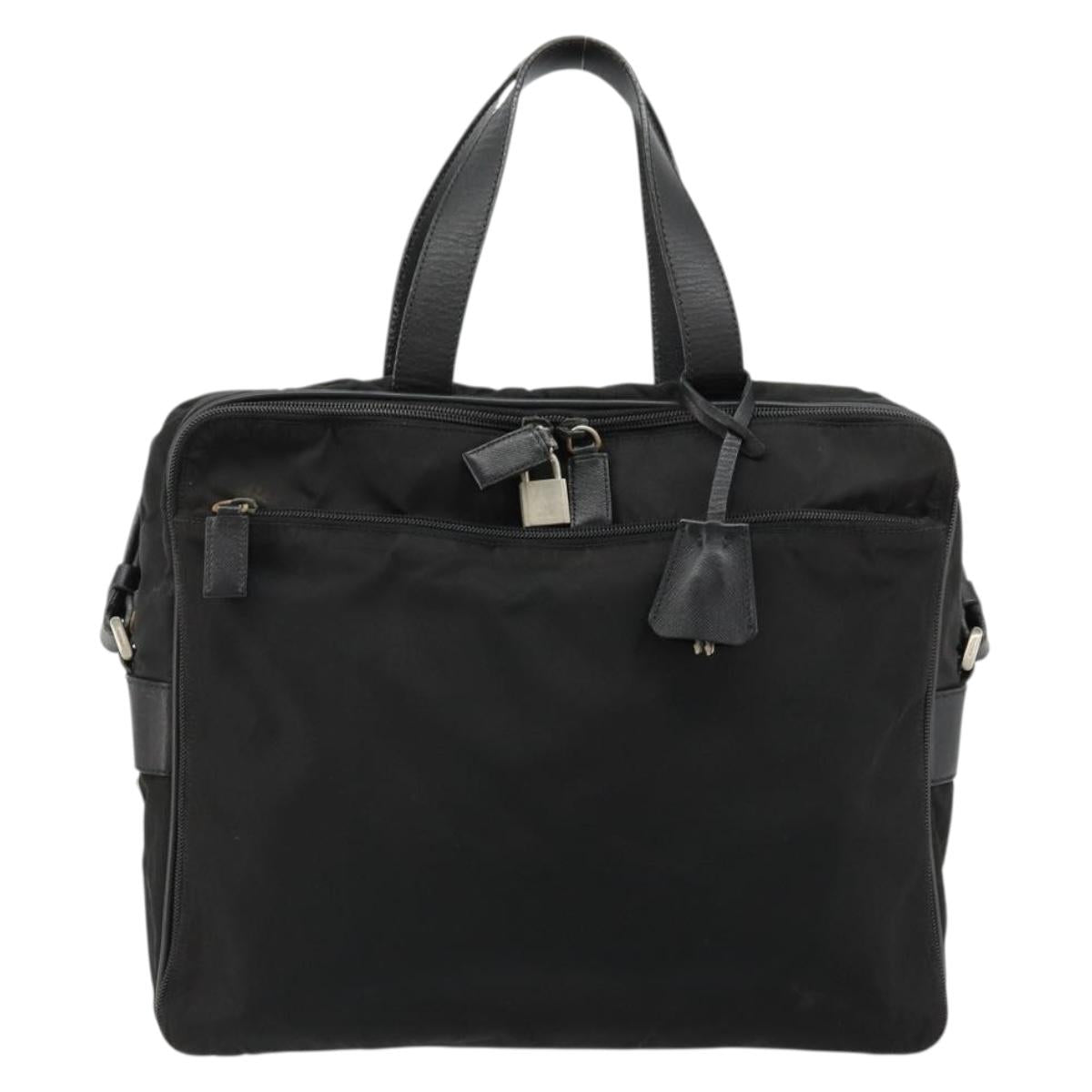 PRADA Hand Bag Nylon 2way Black Silver Auth bs34745