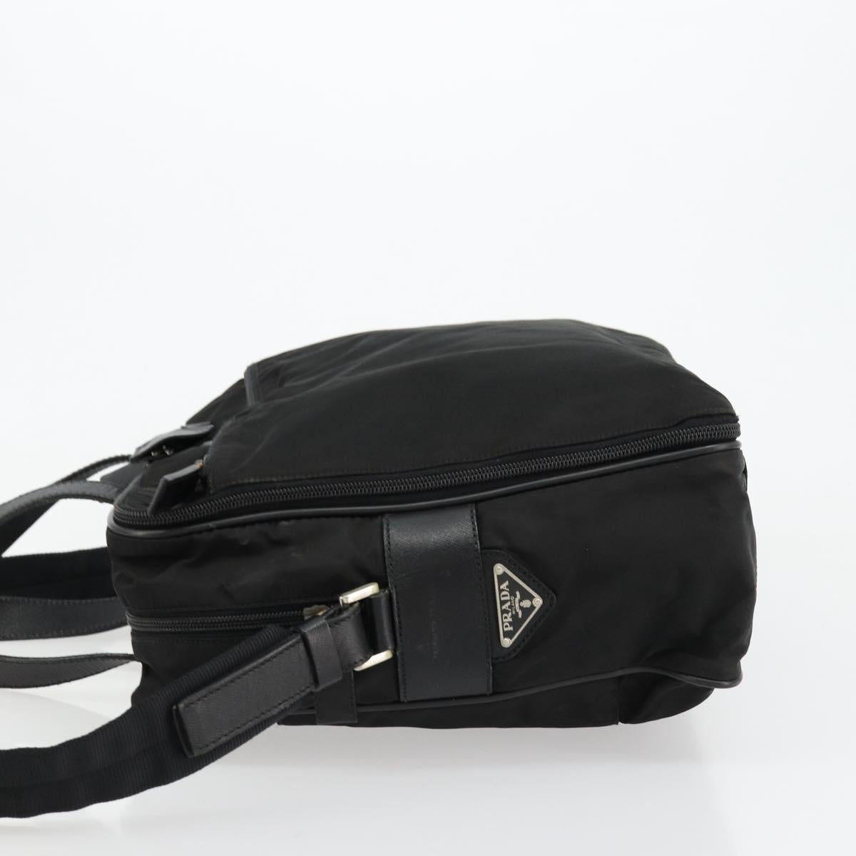 PRADA Hand Bag Nylon 2way Black Silver Auth bs34745