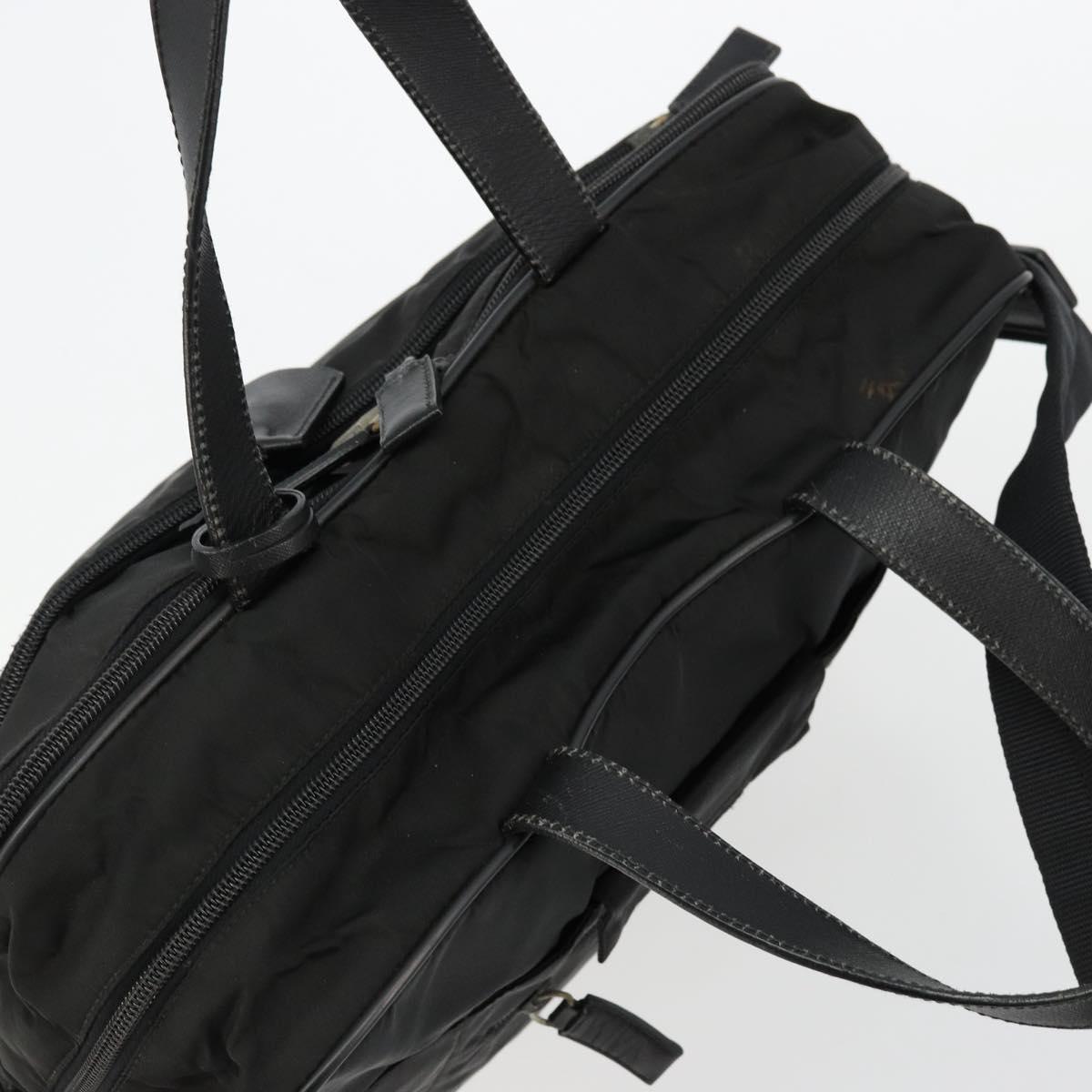 PRADA Hand Bag Nylon 2way Black Silver Auth bs34745
