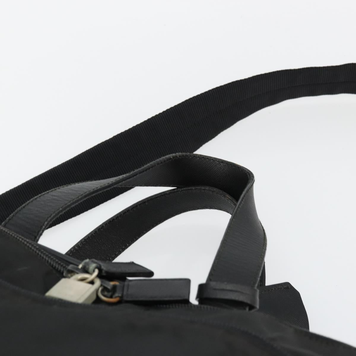 PRADA Hand Bag Nylon 2way Black Silver Auth bs34745