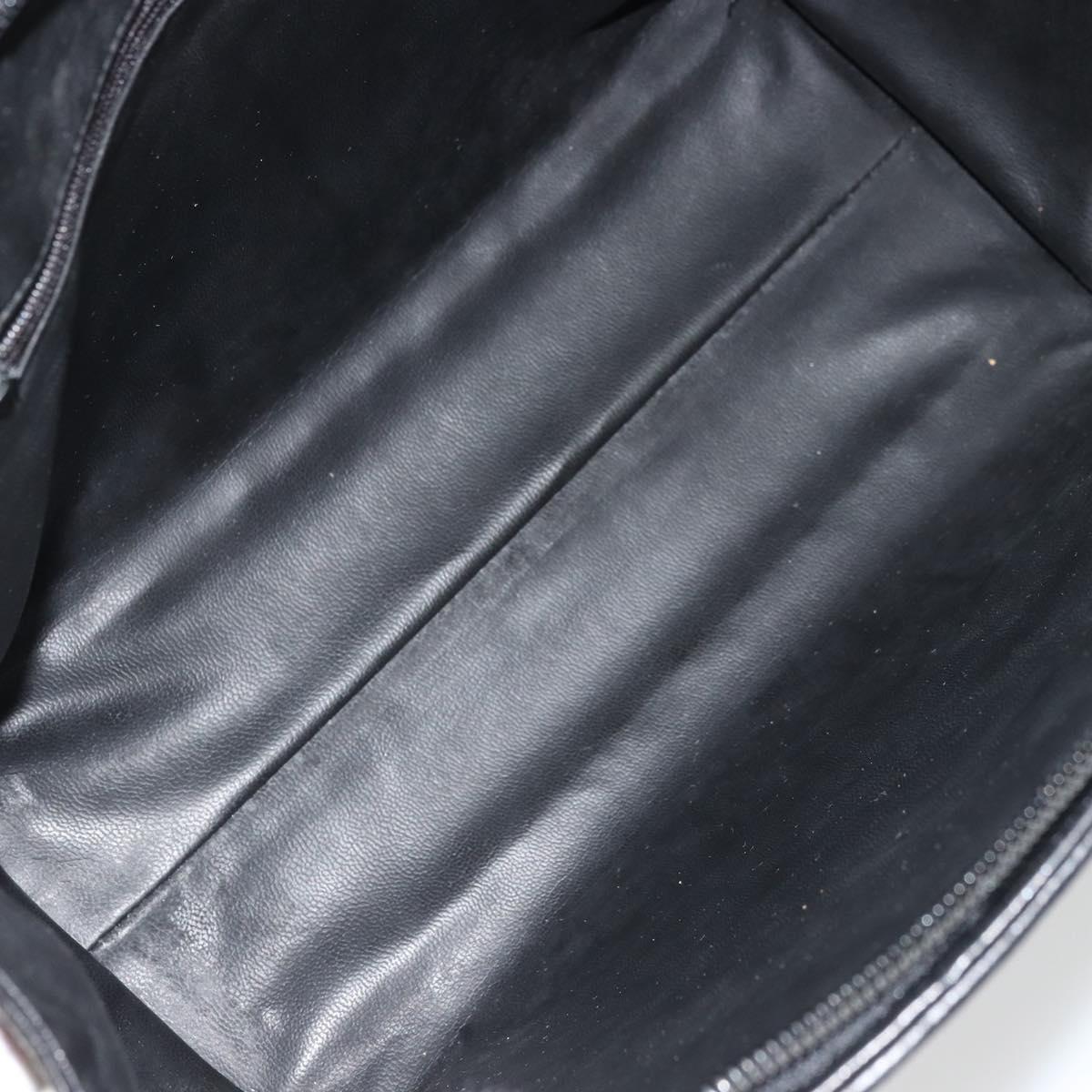BALLY Quilted Hand Bag Leather Black Gold Auth bs34746