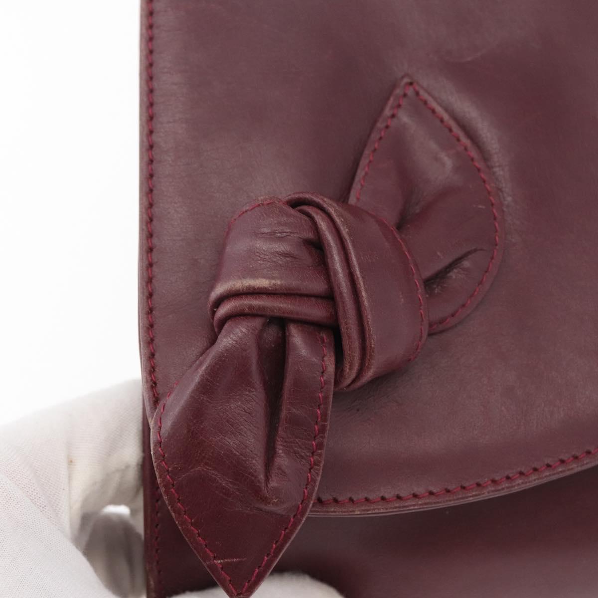 VALENTINO Shoulder Bag Leather Bordeaux Gold Auth bs34747