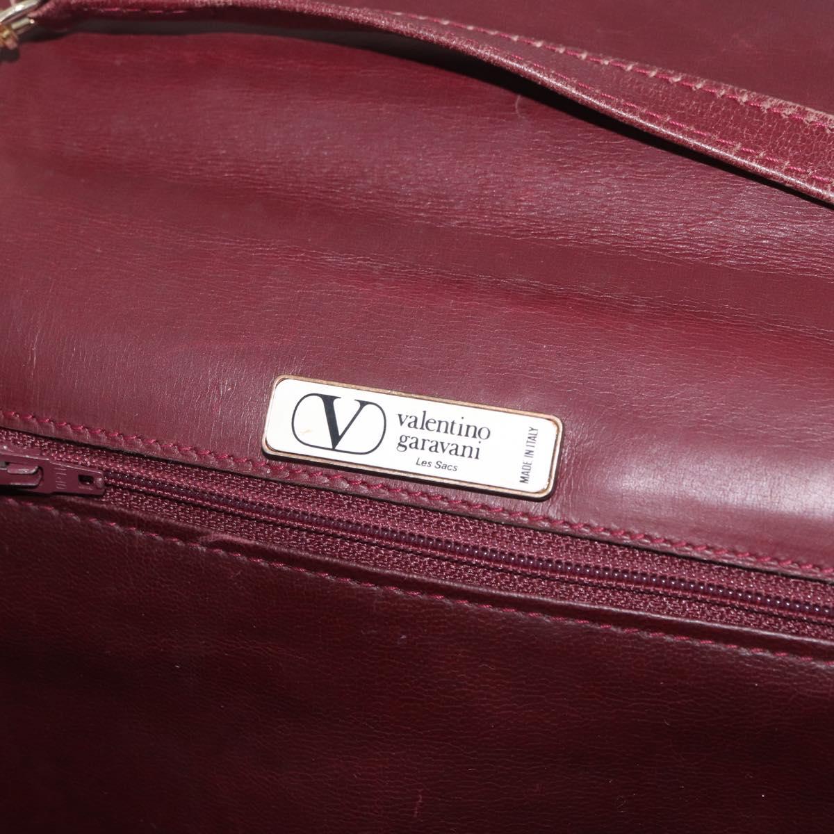 VALENTINO Shoulder Bag Leather Bordeaux Gold Auth bs34747