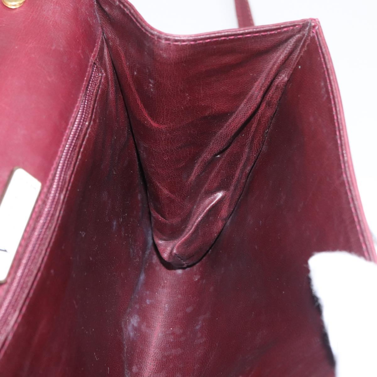 VALENTINO Shoulder Bag Leather Bordeaux Gold Auth bs34747