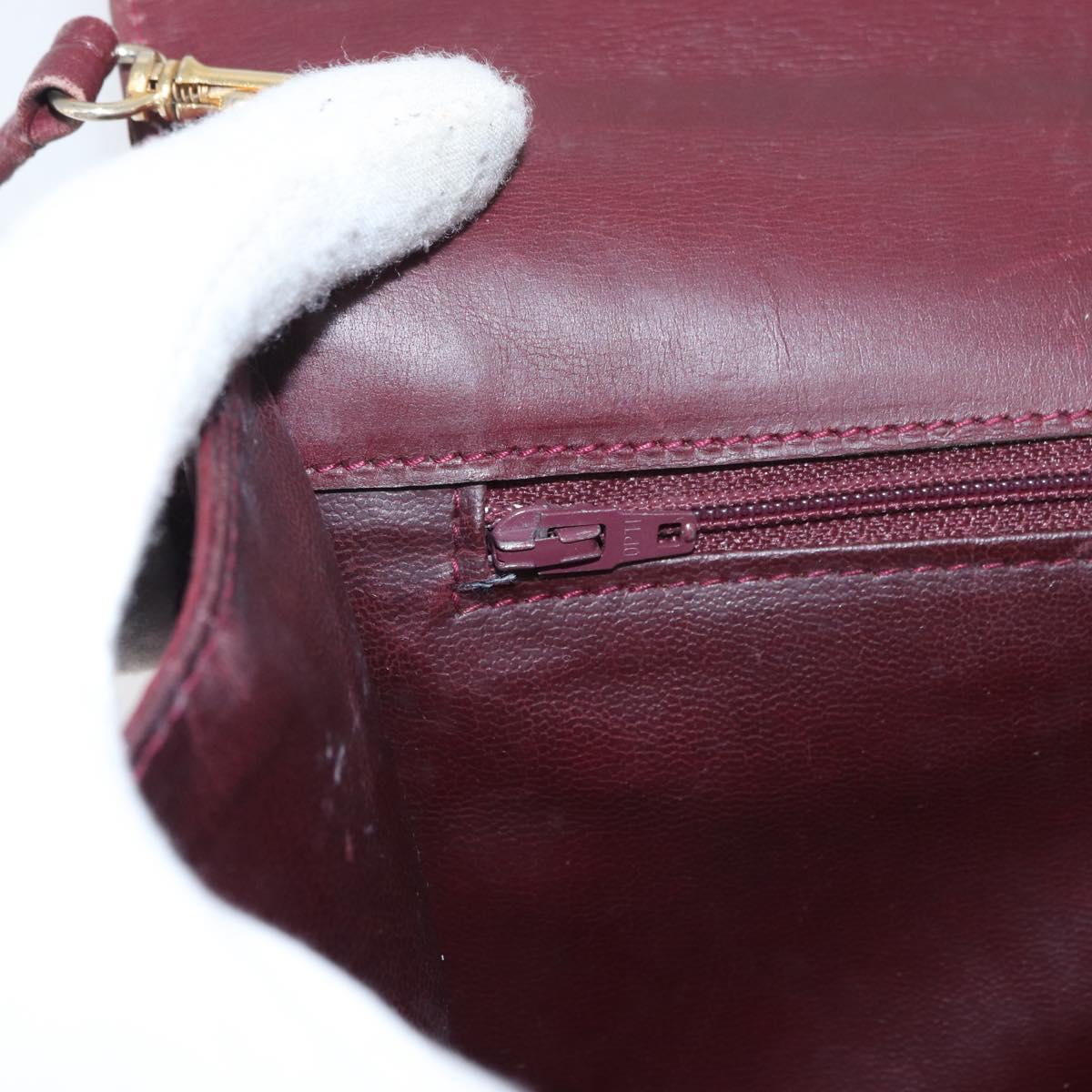 VALENTINO Shoulder Bag Leather Bordeaux Gold Auth bs34747