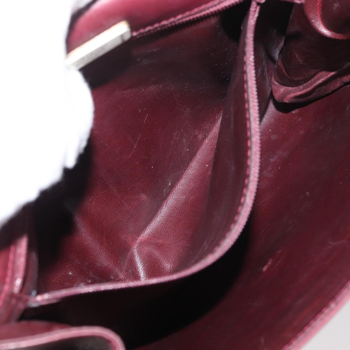VALENTINO Shoulder Bag Leather Bordeaux Gold Auth bs34747