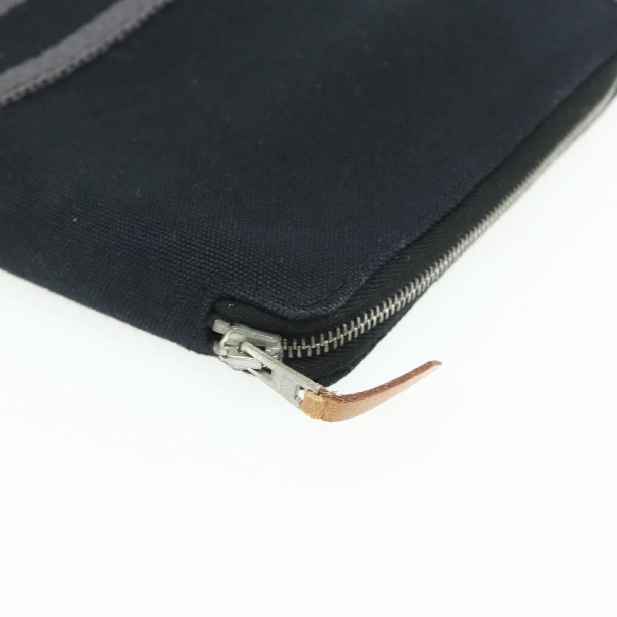 HERMES Fourre Tout Perth GM Wallet Cotton Black Silver Auth bs34749A