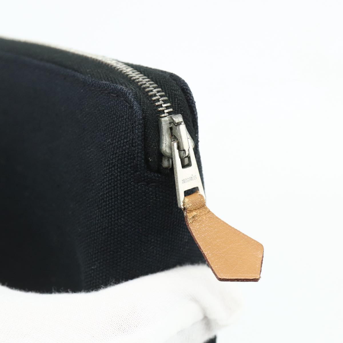 HERMES Fourre Tout Perth GM Wallet Cotton Black Silver Auth bs34749A