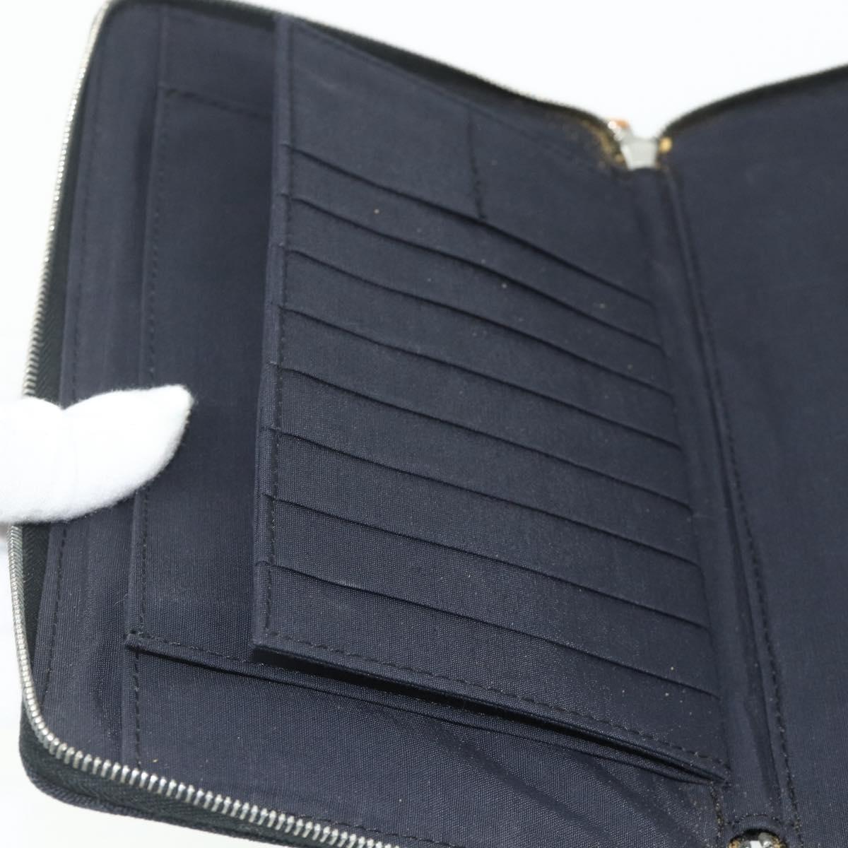 HERMES Fourre Tout Perth GM Wallet Cotton Black Silver Auth bs34749A