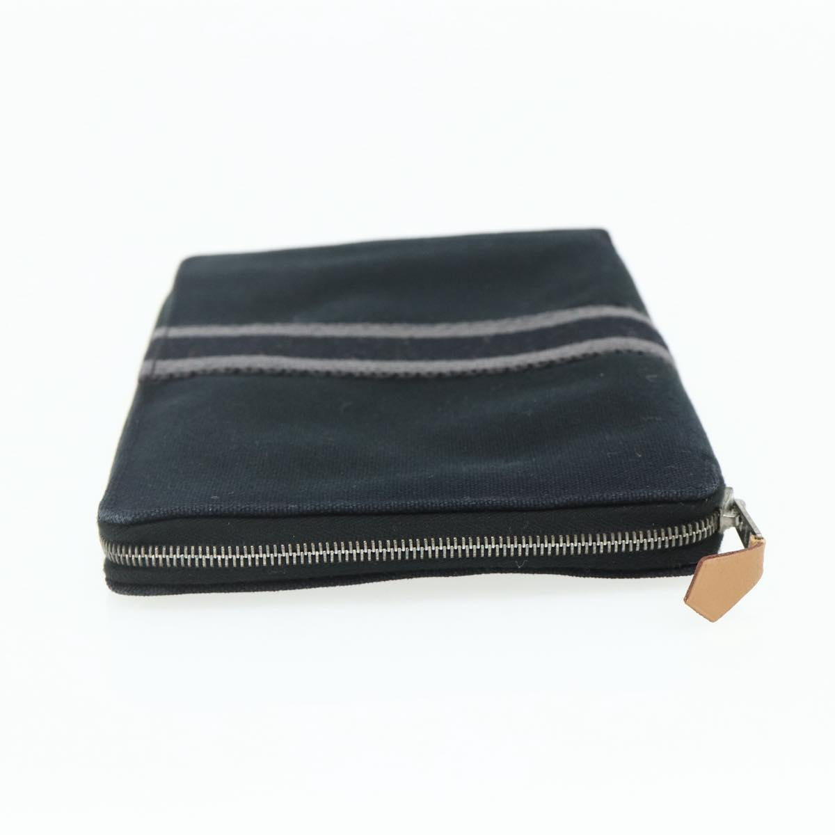 HERMES Fourre Tout Perth GM Wallet Cotton Black Silver Auth bs34749A