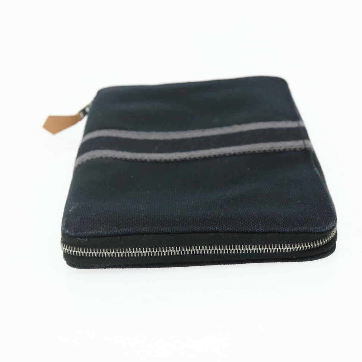 HERMES Fourre Tout Perth GM Wallet Cotton Black Silver Auth bs34749A
