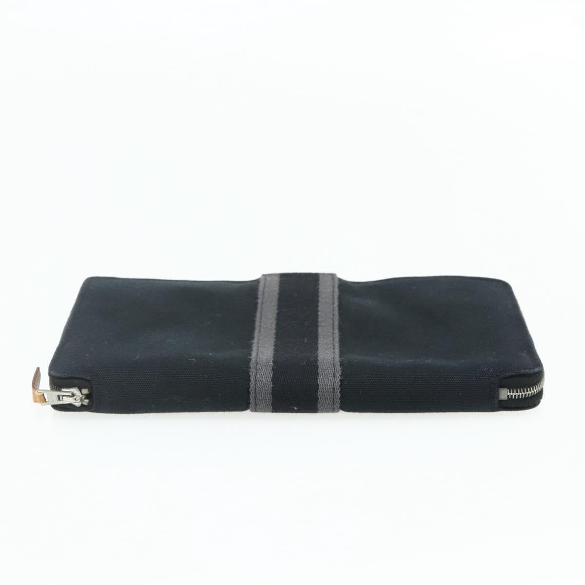 HERMES Fourre Tout Perth GM Wallet Cotton Black Silver Auth bs34749A