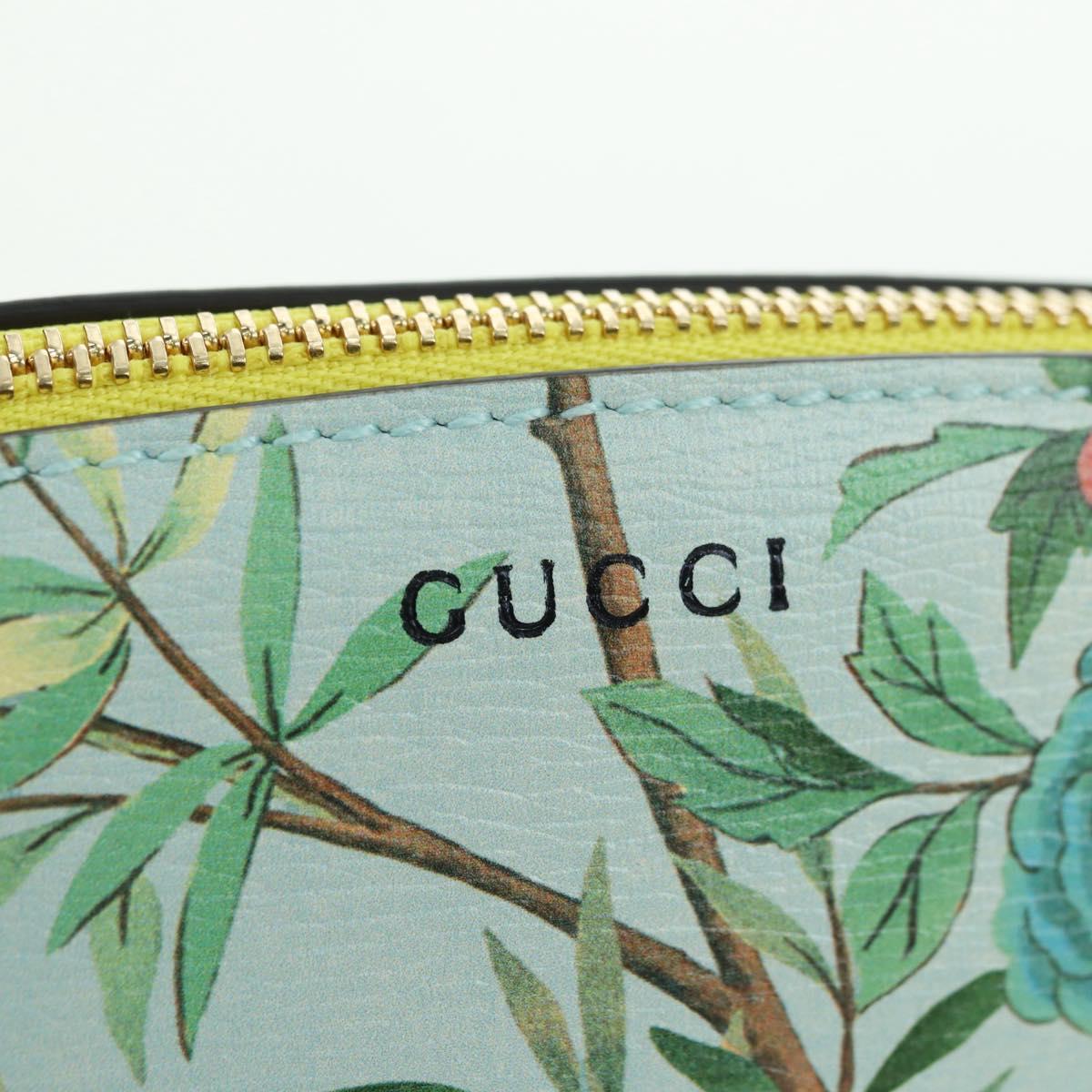 GUCCI Pen Case Leather Light Blue Gold 662130 Auth bs34755M