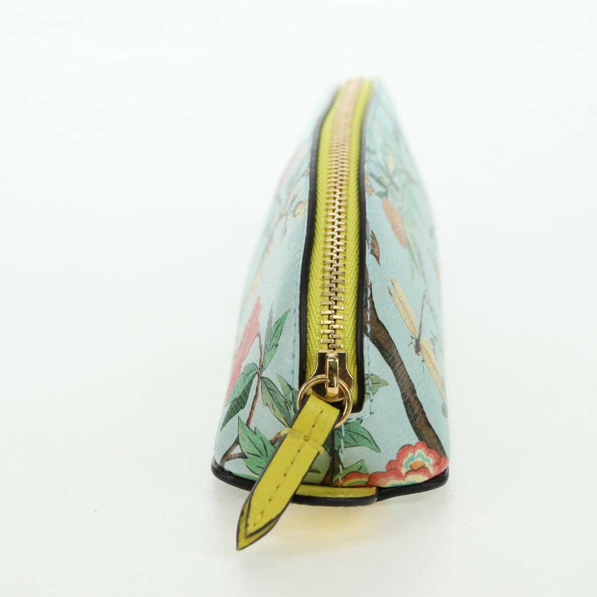 GUCCI Pen Case Leather Light Blue Gold 662130 Auth bs34755M