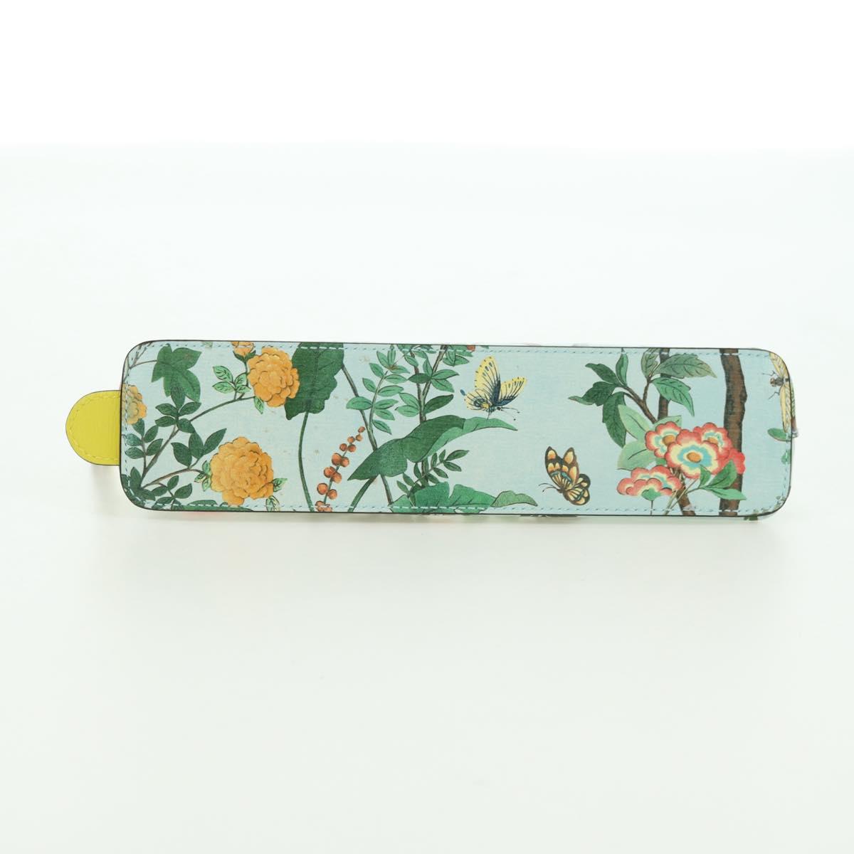 GUCCI Pen Case Leather Light Blue Gold 662130 Auth bs34755M