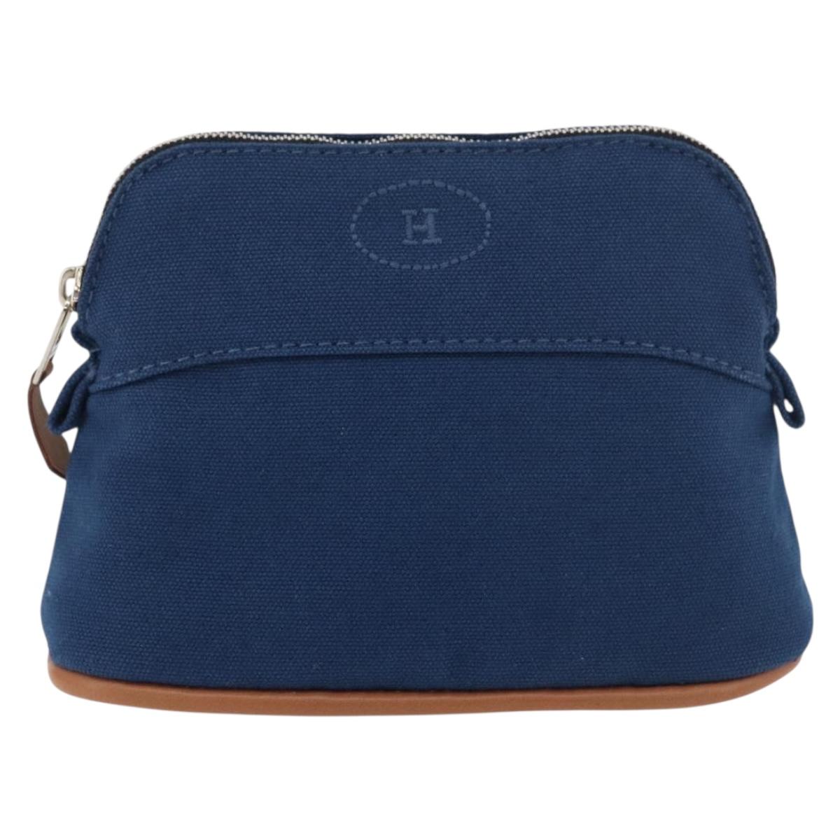 HERMES Bolide Pouch 15 cotton Blue Auth bs34759A