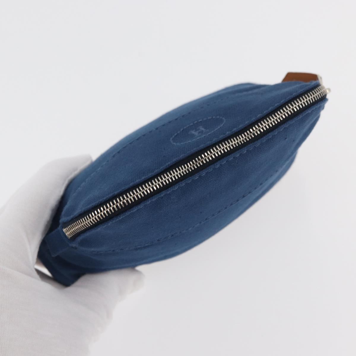 HERMES Bolide Pouch 15 cotton Blue Auth bs34759A