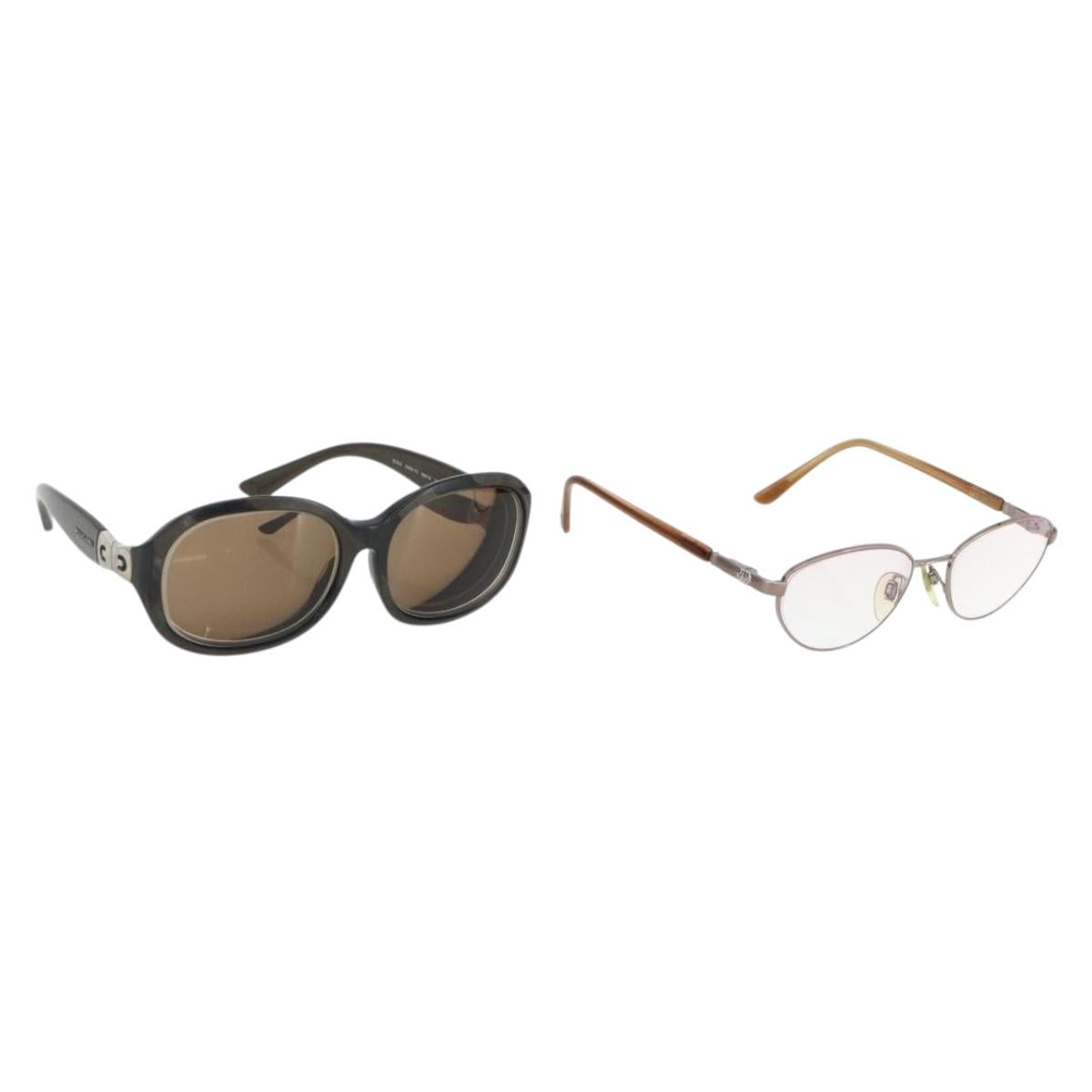 BVLGARI Sunglasses plastic 2 Set Brown Silver Auth bs34770