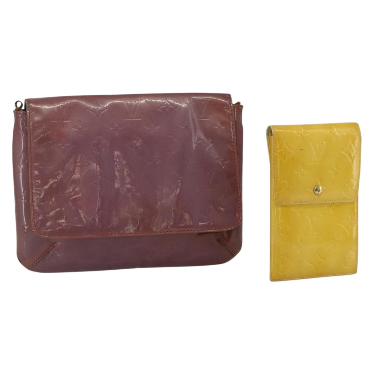 LOUIS VUITTON Monogram Vernis Shoulder Bag 2 Set Beige Purple LV Auth bs34772
