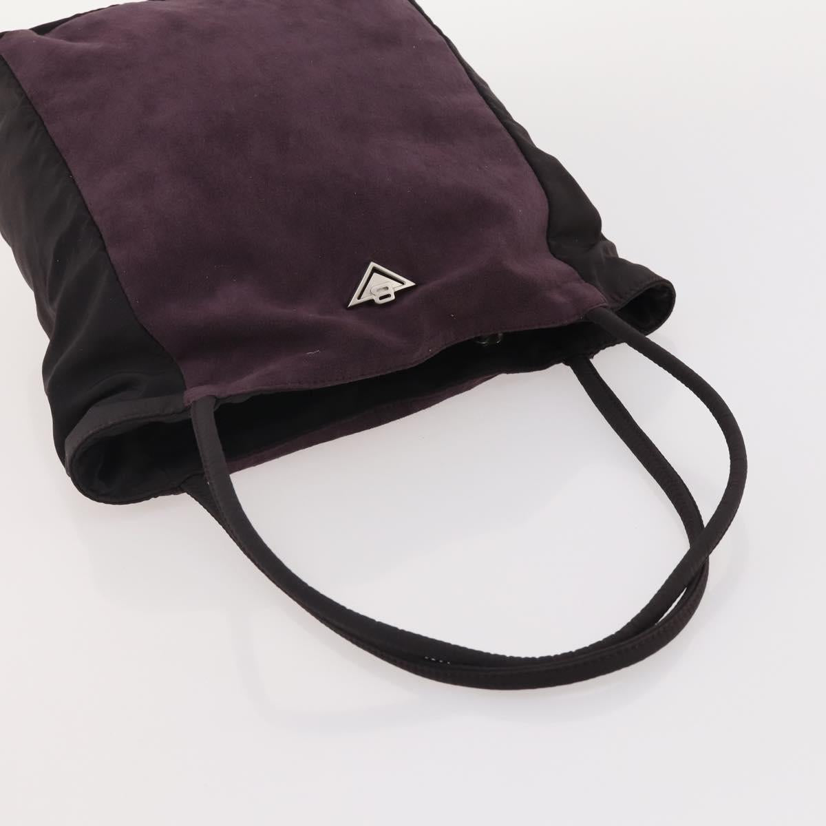 BOTTEGA VENETA Hand Bag Suede Nylon 2 Set Purple Black Auth bs34776