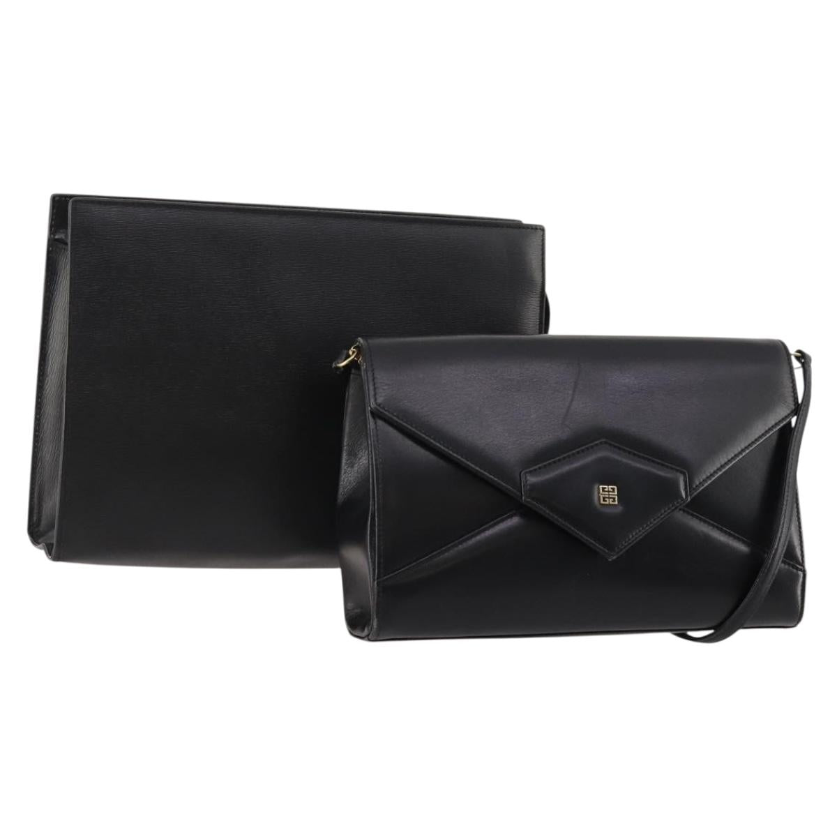 GIVENCHY Shoulder Bag Leather 2 Set Black Auth bs34777