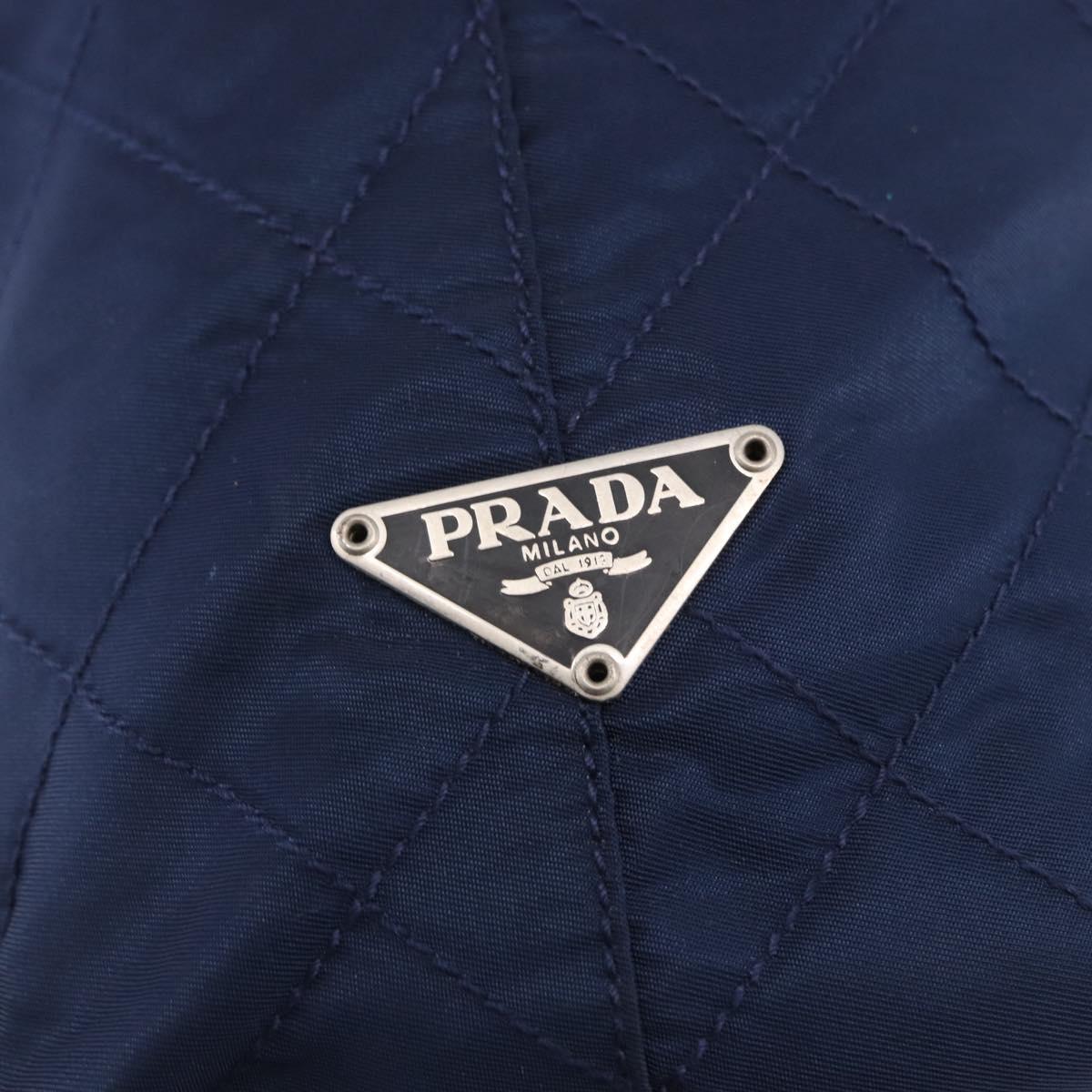 PRADA Tote Bag Nylon Navy Silver Auth bs34796