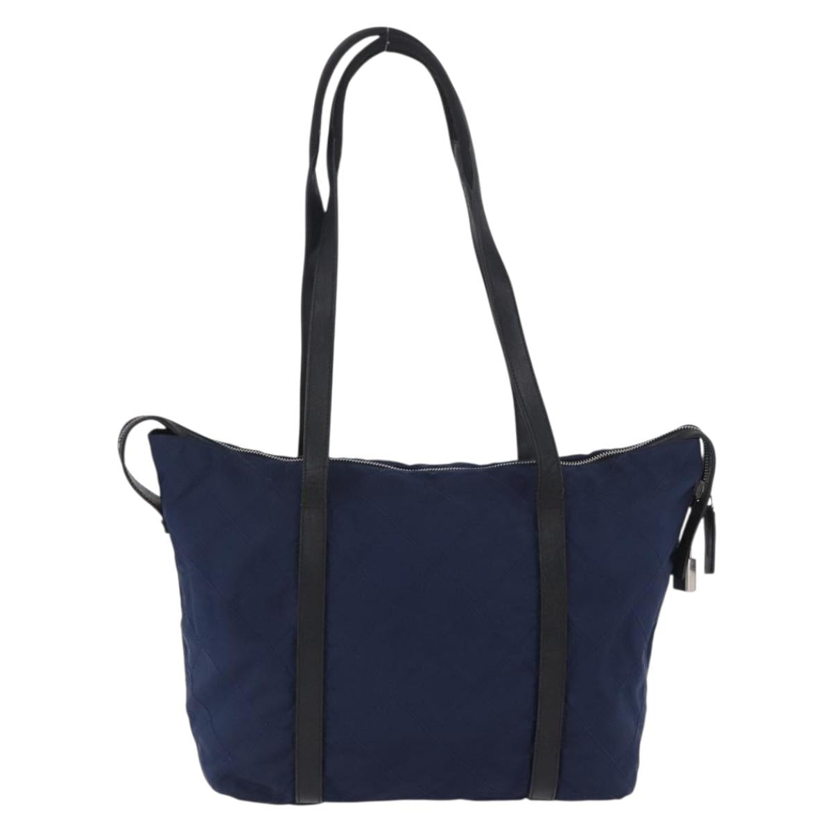 PRADA Tote Bag Nylon Navy Silver Auth bs34796
