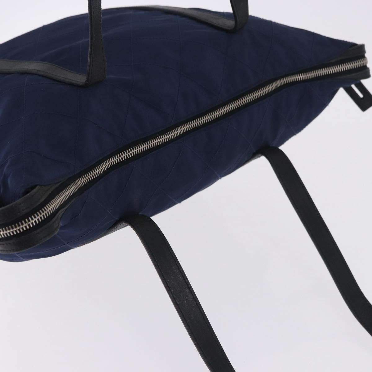PRADA Tote Bag Nylon Navy Silver Auth bs34796