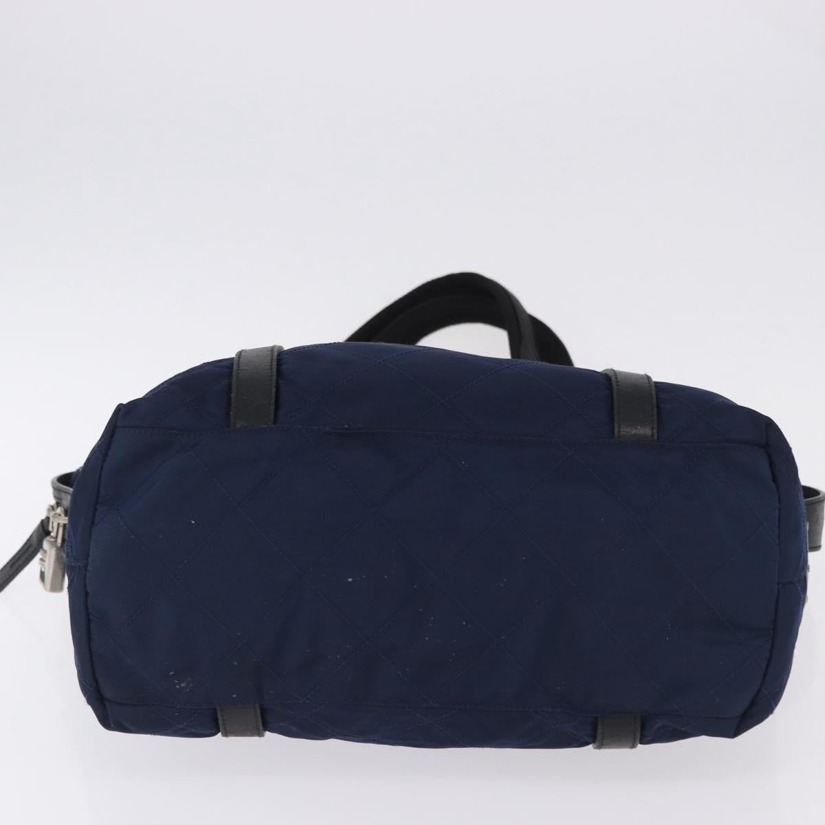 PRADA Tote Bag Nylon Navy Silver Auth bs34796