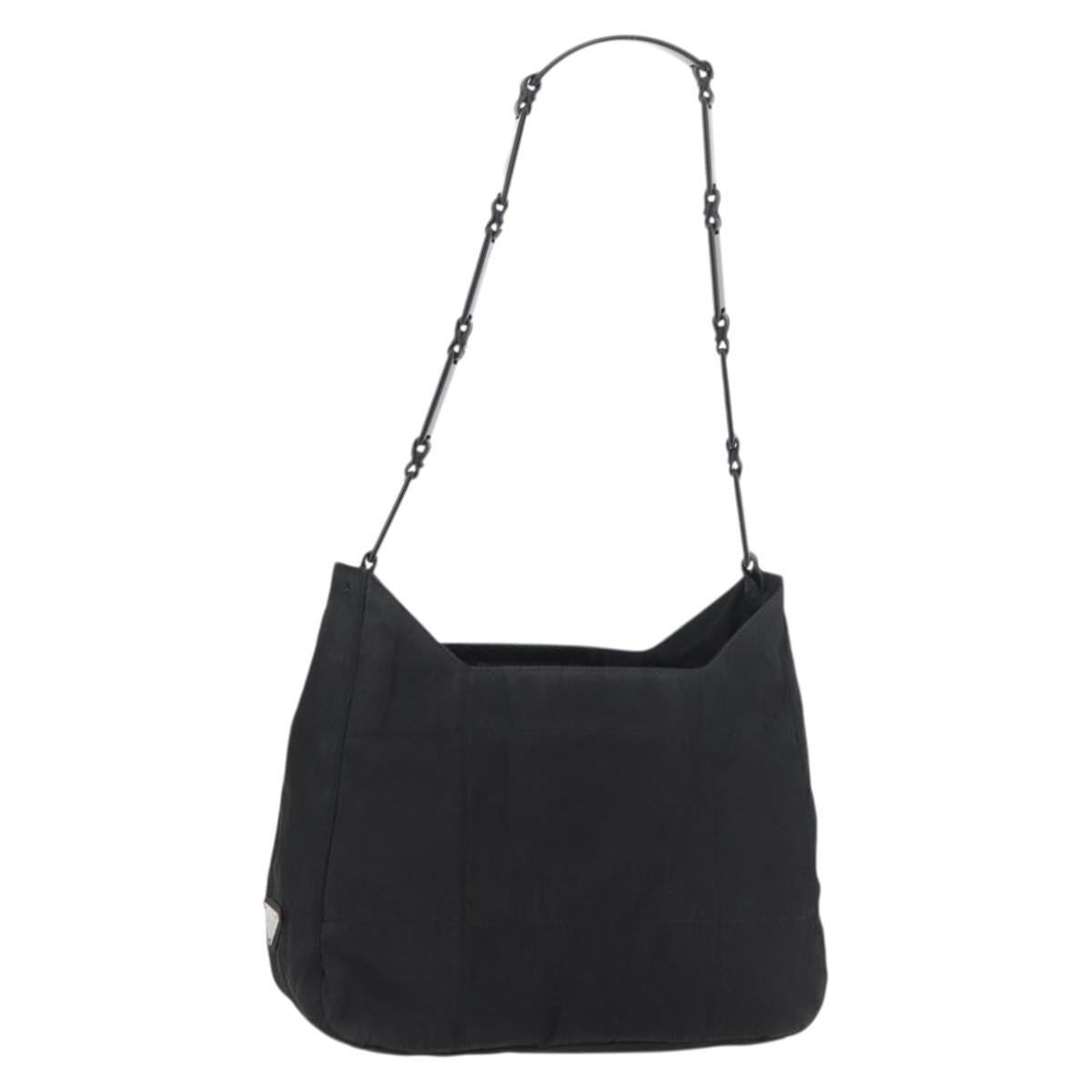 PRADA Shoulder Bag Nylon Black Silver Auth bs34797
