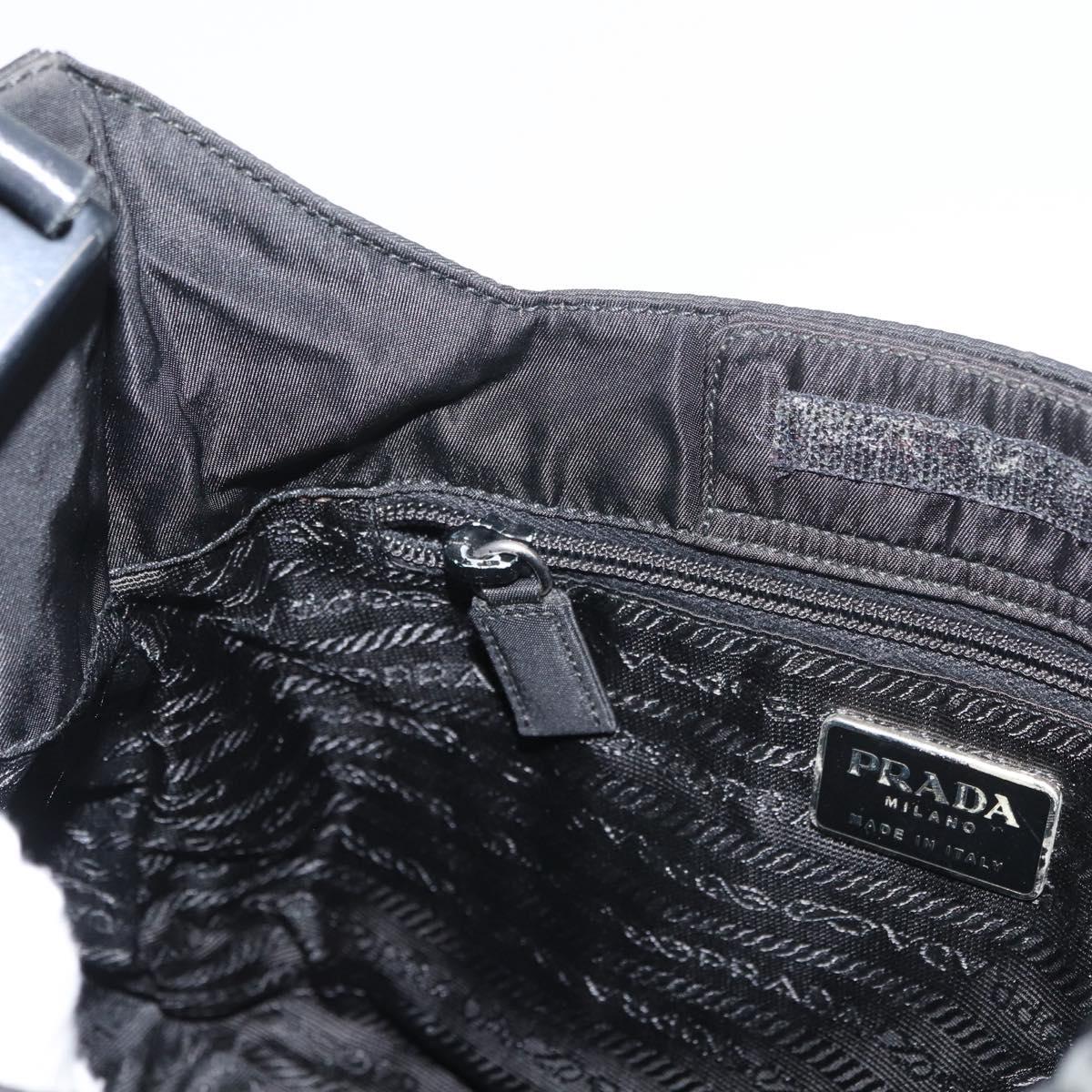 PRADA Shoulder Bag Nylon Black Silver Auth bs34797