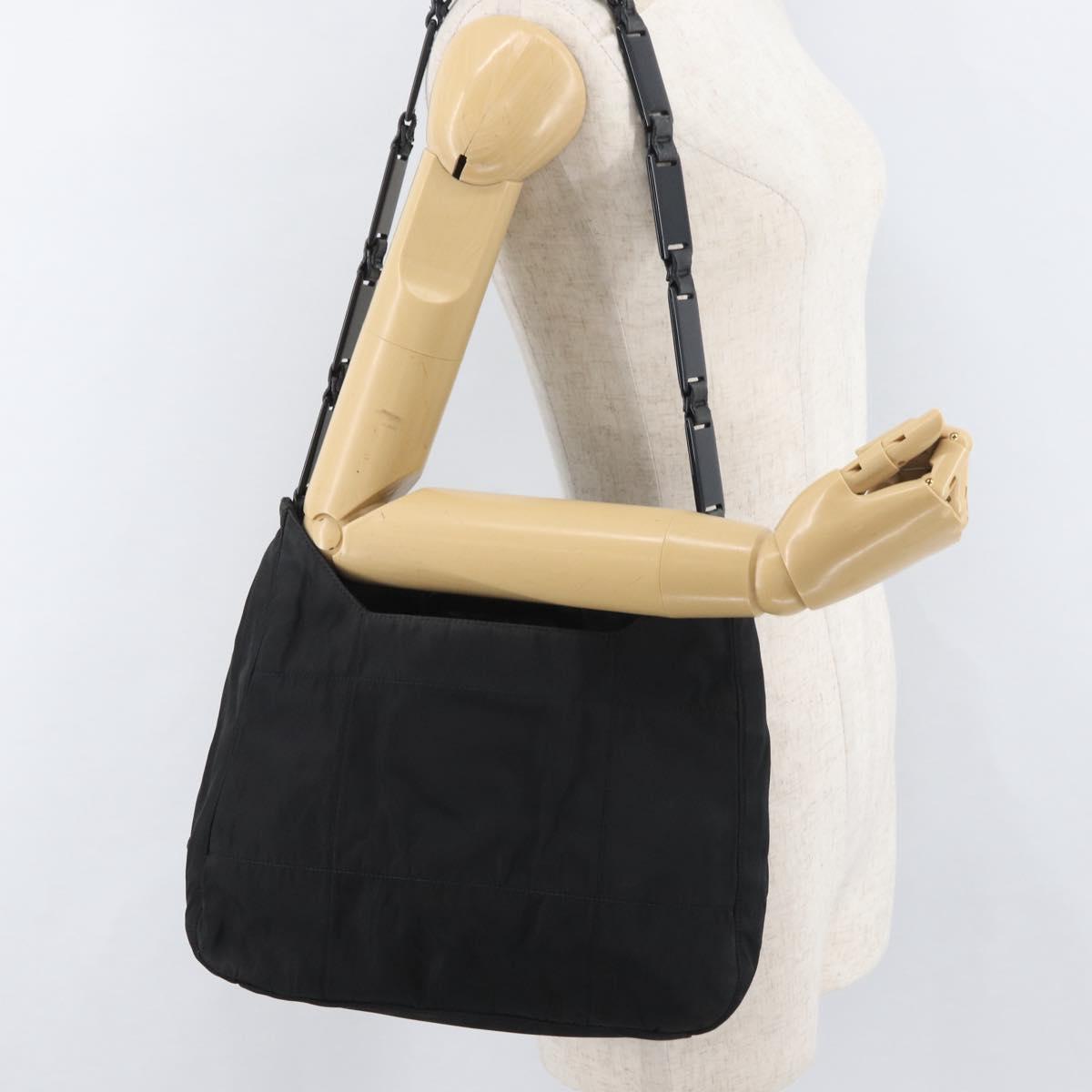 PRADA Shoulder Bag Nylon Black Silver Auth bs34797