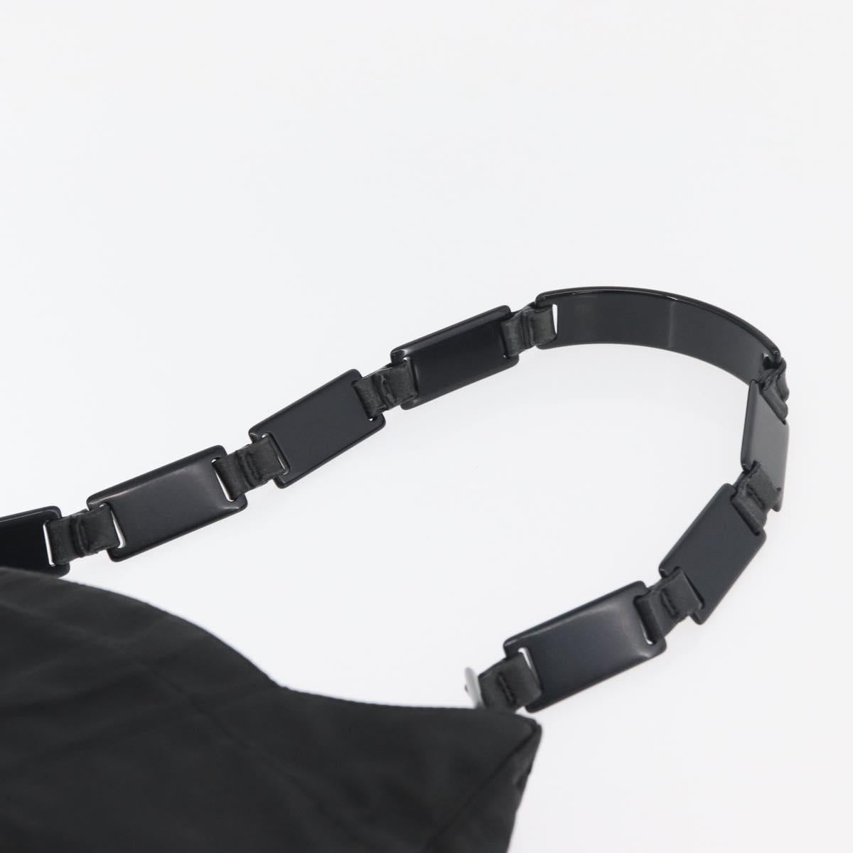 PRADA Shoulder Bag Nylon Black Silver Auth bs34797