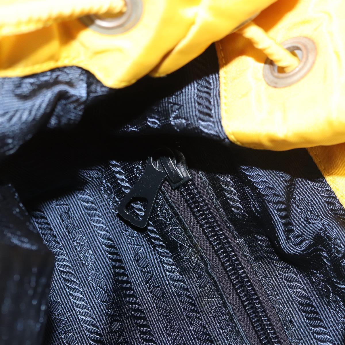PRADA Shoulder Bag Nylon Yellow Silver Auth bs34799A
