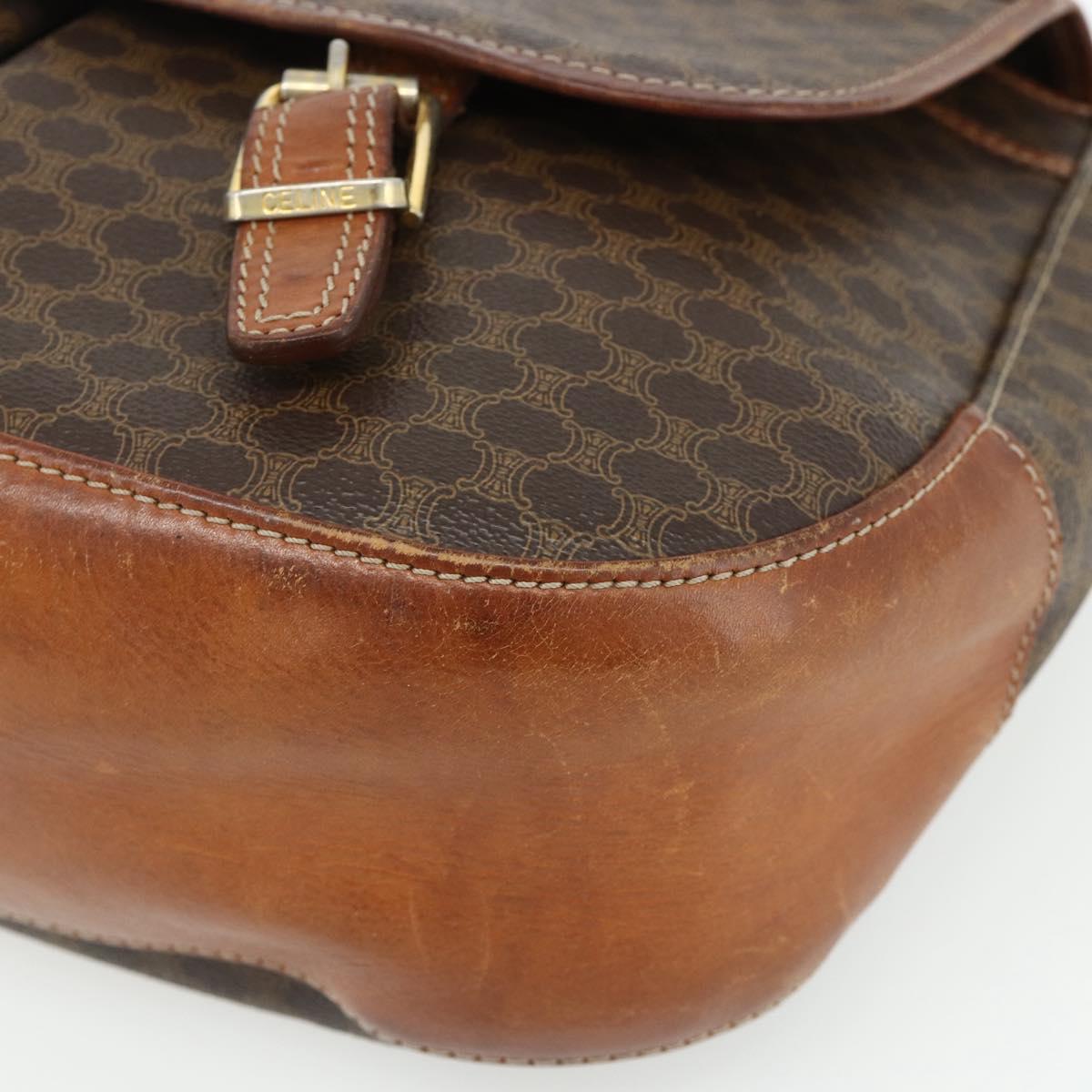 CELINE Macadam Canvas Shoulder Bag PVC Leather Brown Gold Auth bs34803