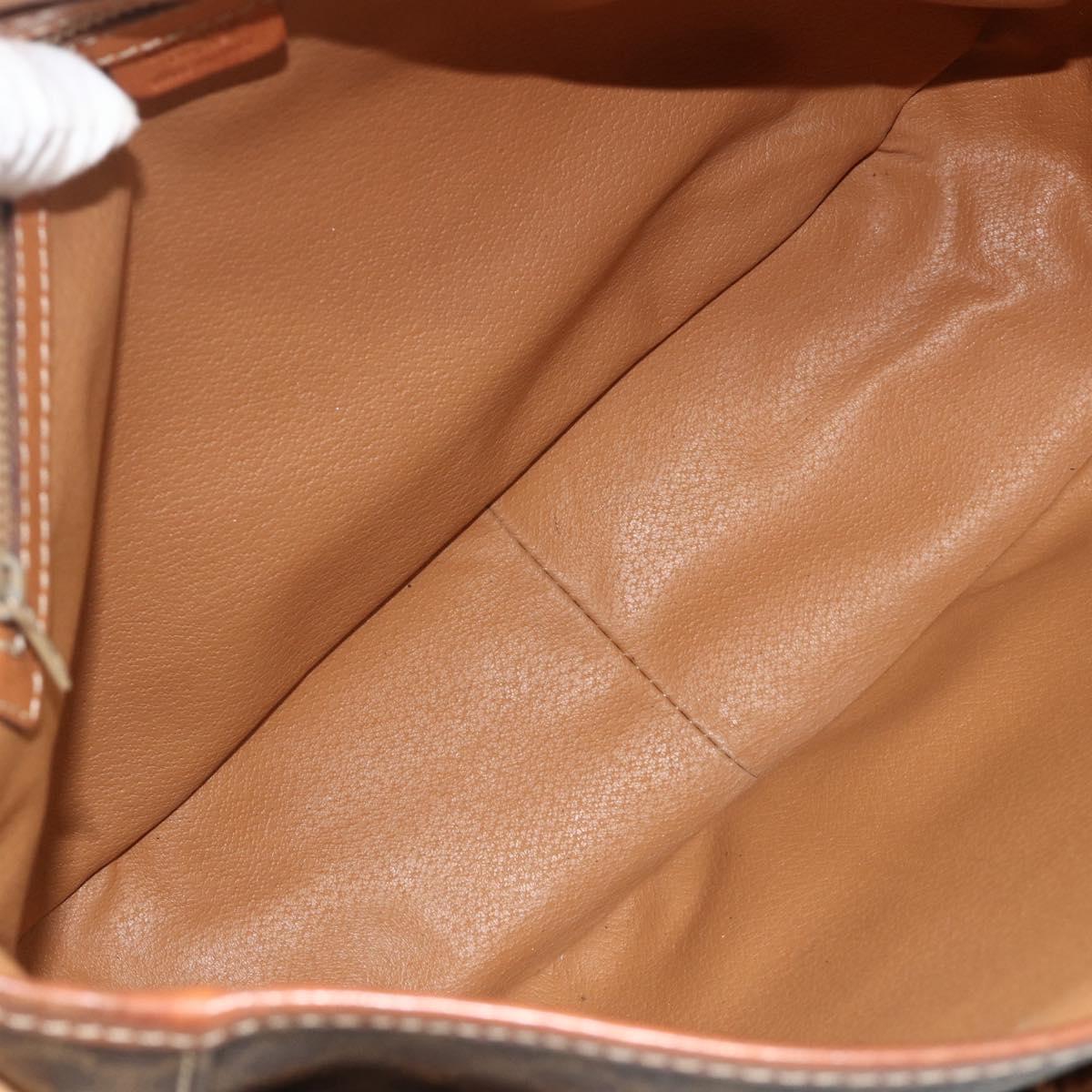 CELINE Macadam Canvas Shoulder Bag PVC Leather Brown Gold Auth bs34803