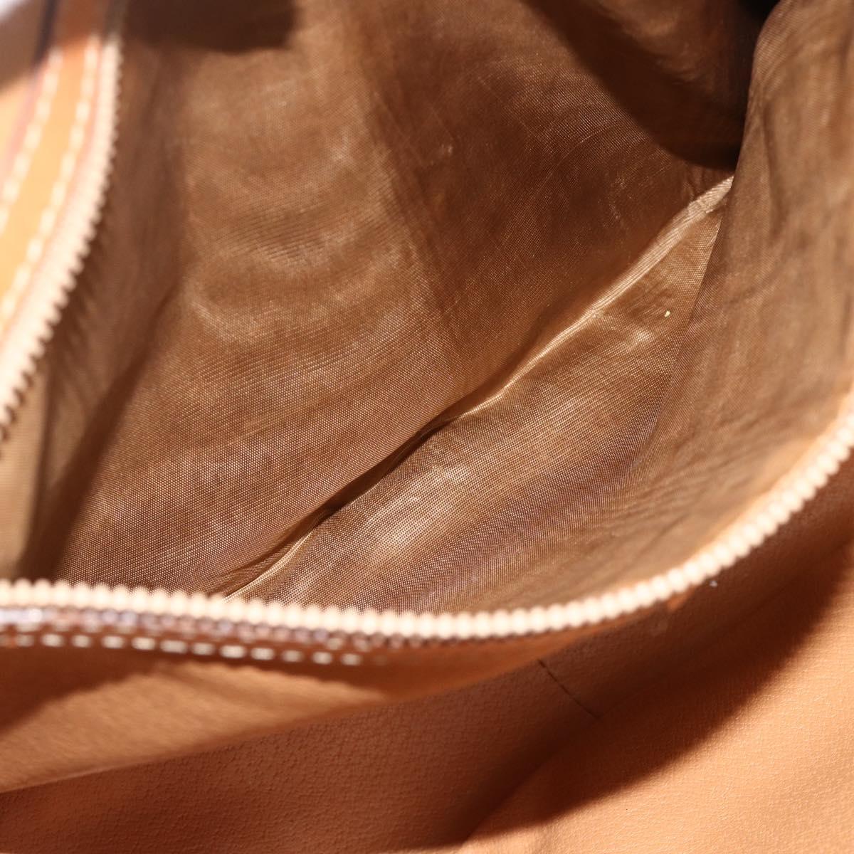 CELINE Macadam Canvas Shoulder Bag PVC Leather Brown Gold Auth bs34803