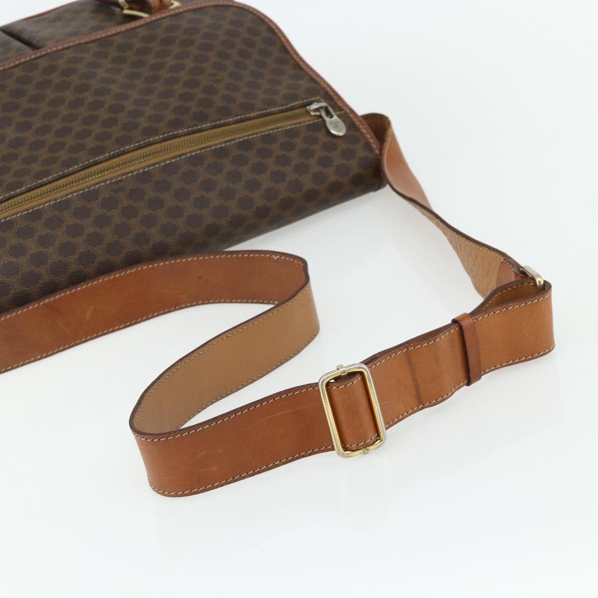 CELINE Macadam Canvas Shoulder Bag PVC Leather Brown Gold Auth bs34803