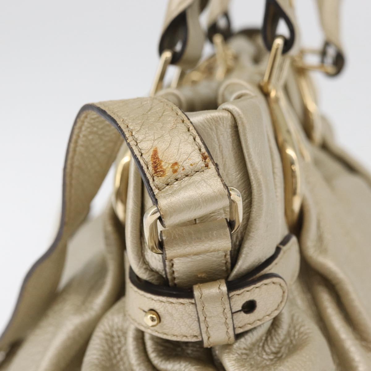 CELINE Hand Bag Leather 2way Gold Auth bs34804A