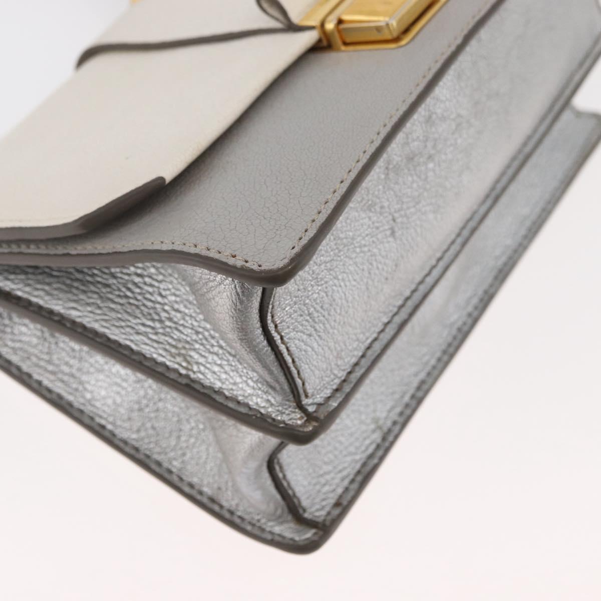 Miu Miu Shoulder Bag Leather Gray Gold Auth bs34805A