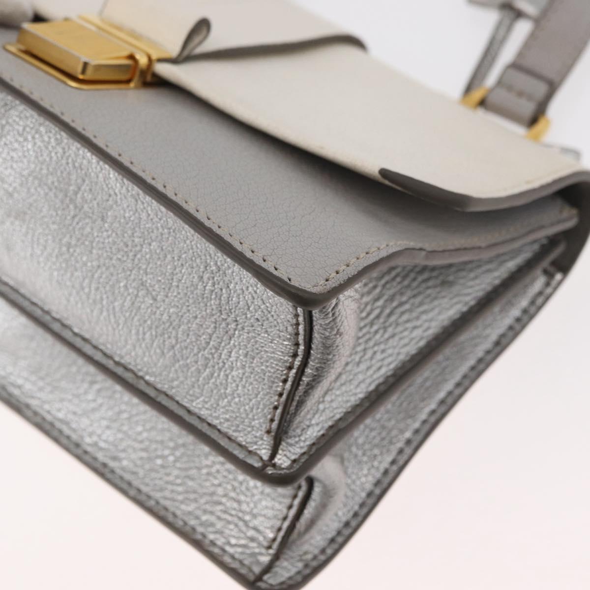 Miu Miu Shoulder Bag Leather Gray Gold Auth bs34805A