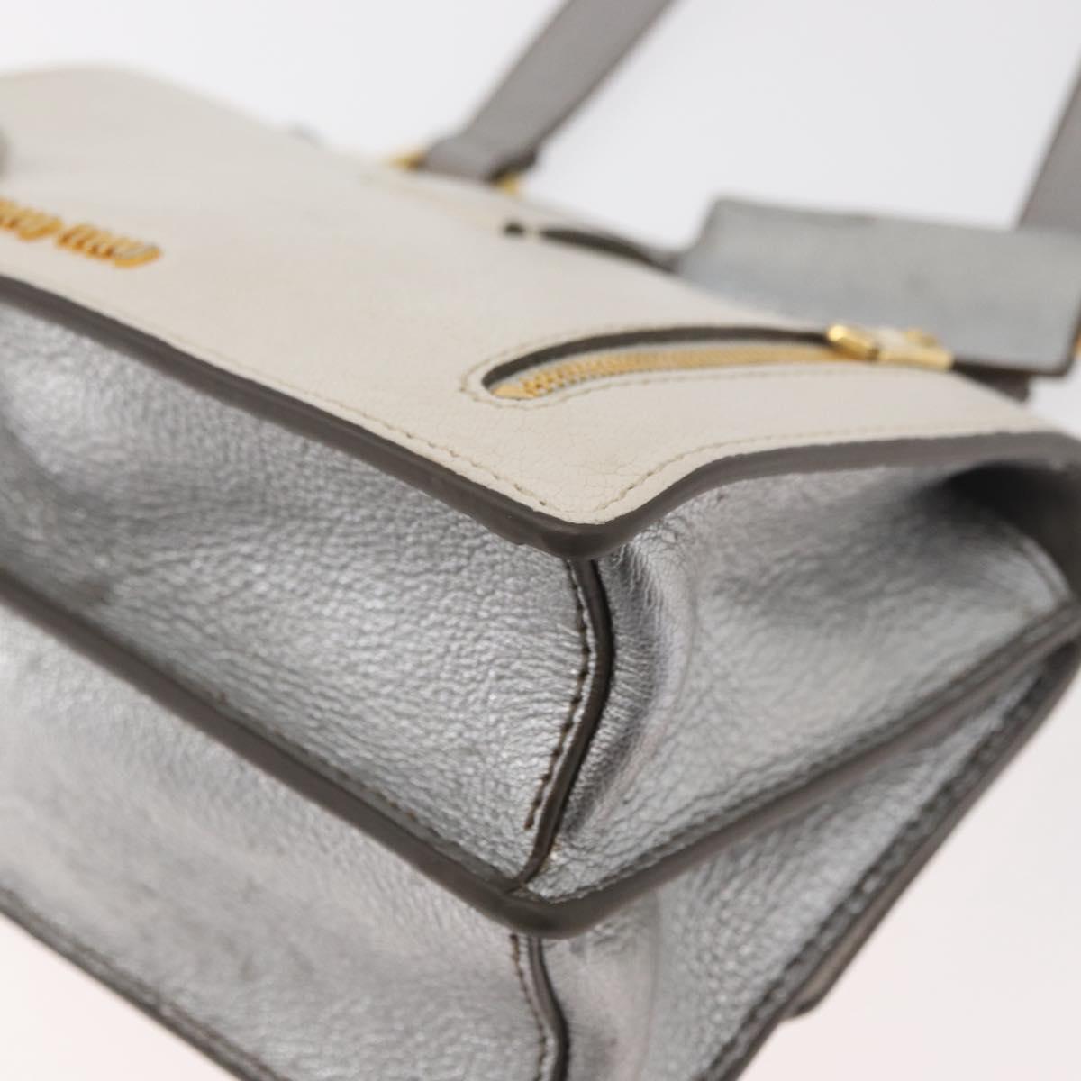 Miu Miu Shoulder Bag Leather Gray Gold Auth bs34805A